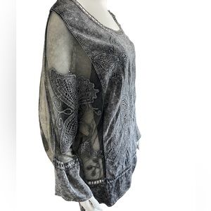 Violet Ruby Woven Lace Butterfly Tunic with Lining Size L